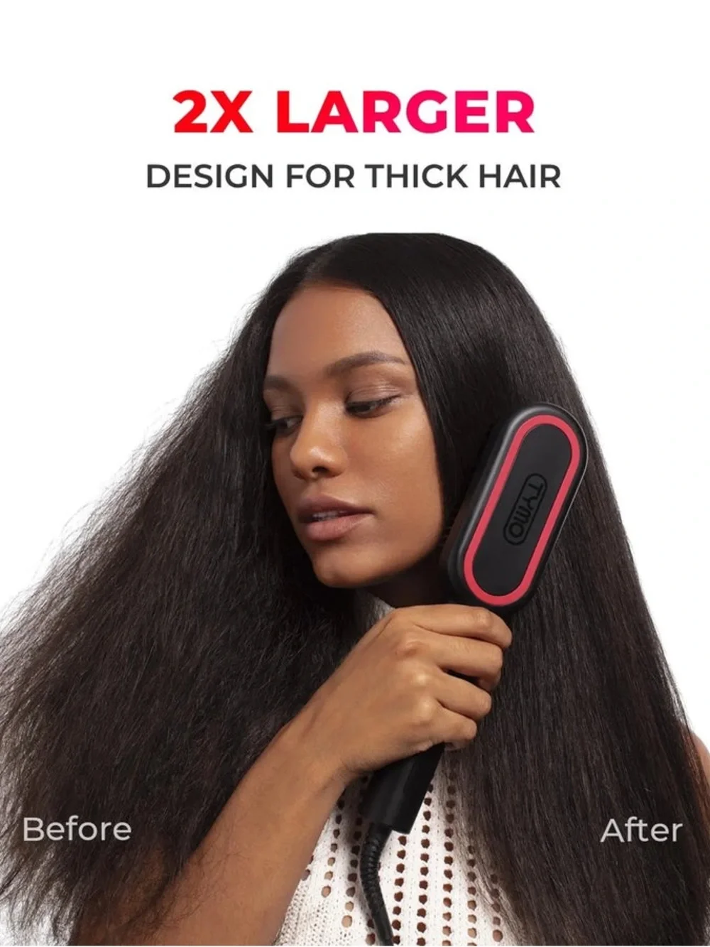 Digital Heated Hair Straightening Brush in Black & Red